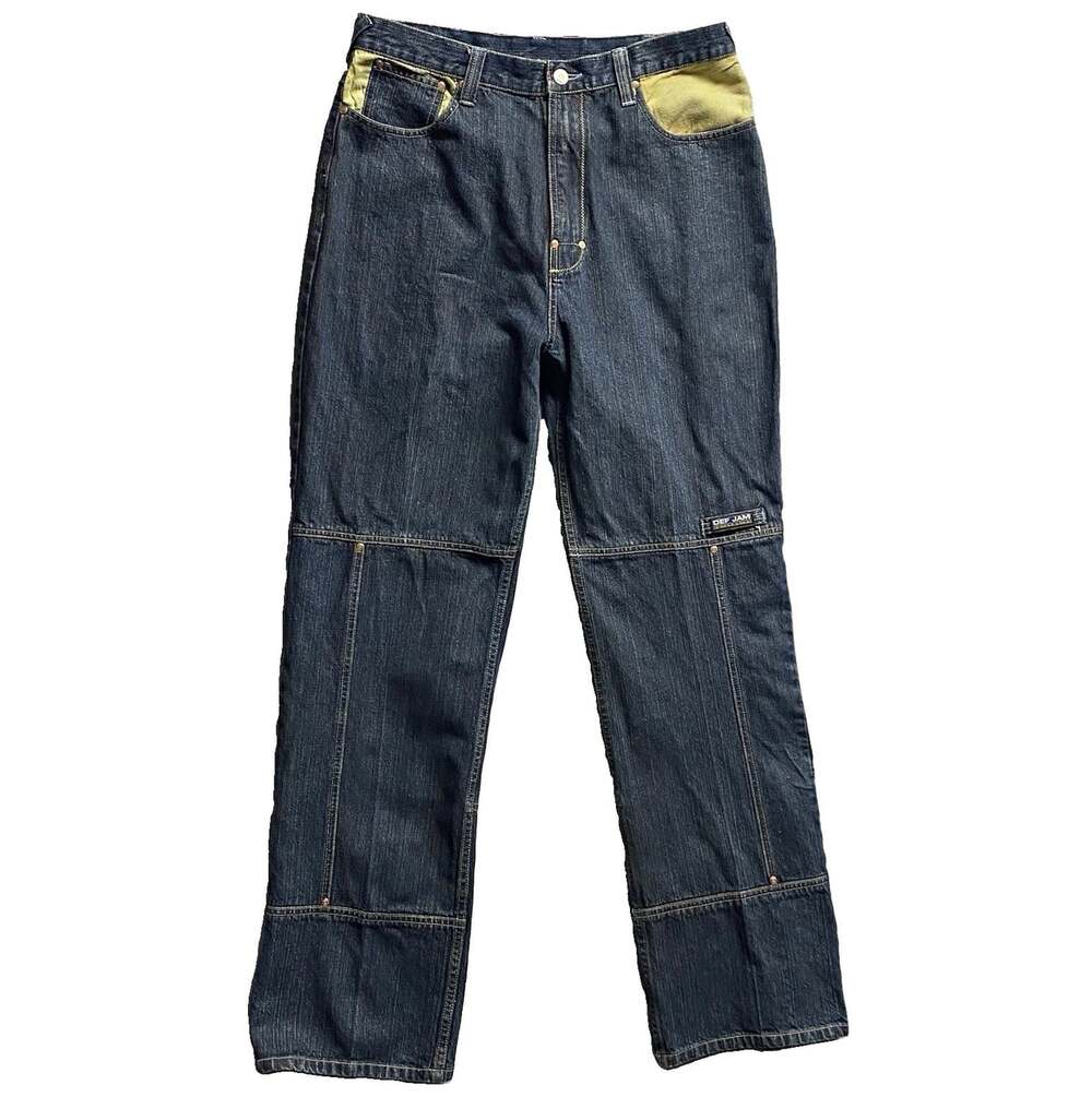 Vintage Def Jam University Baggy Jeans 34x33 Y2K Hip Hop Rap Panel Denim Pants